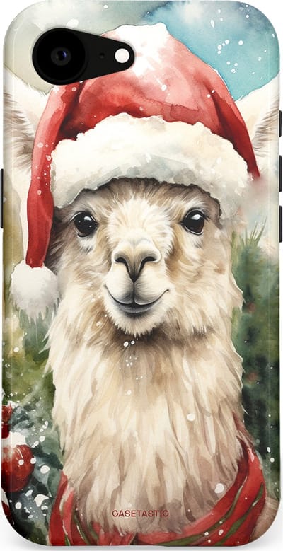 Casetastic hoesje geschikt voor Apple iPhone 16e / Apple iPhone 17e - MagSafe - Dubbellaagse bescherming - Kerst Lama - Fashion Case - Taupe Lichtgrijs Donkergrijs Saliegroen