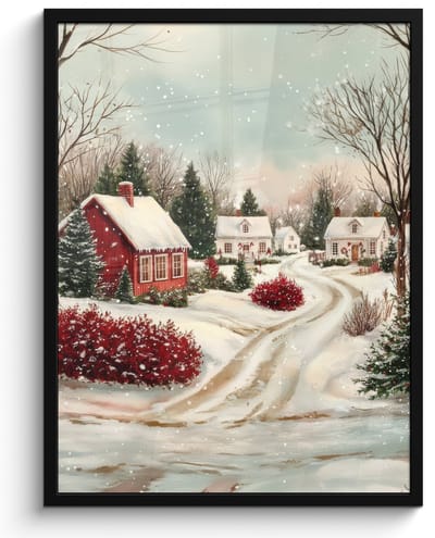 Poster in lijst - Fotolijst 60x80 cm - Posters - Kerstsfeer - Landelijk - Rood - Posterlijst zwart - Decoratie - Wanddecoratie woonkamer - Muurdecoratie slaapkamer - Kerstversiering - Kerstdecoratie voor binnen - Kerstmis