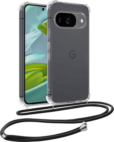 Hoesje - Geschikt voor Google Pixel 9 - Met Koord - Shock Proof - Siliconen Case - Back Cover - Telefoonkoord - Telefoon Hoes Shockproof - Telefoonketting - Telefoonhoesjes - Transparant