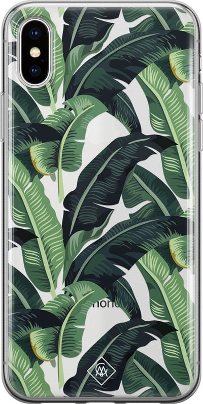 Casimoda® hoesje - Geschikt voor iPhone Xs - Jungle - Siliconen/TPU telefoonhoesje - Backcover - Transparant - Groen