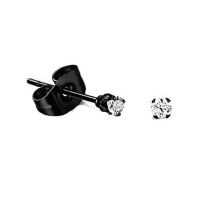 Aramat Jewels | Oorbellen | Stalen Zwarte Oorbellen met Transparante Zirkonia | 3mm | |2mm | Staal | Kinderen, Volwassenen | Verkleurd niet