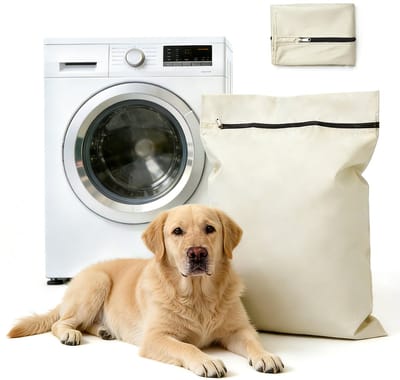 Waszakken voor huisdieren - Waszakken van twill polyester - Grote waszakken met rits - Voorkomt dat waszakken verstopt raken door dierenhaar - Waszakken voor huisdierendekens - Geweldig voor honden en katten (70x80cm) - khaki-L