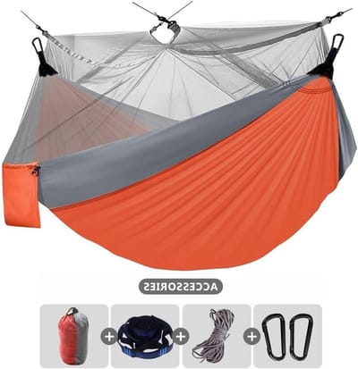 Hangmat 2 personen - Draagbare hangmat - Kamperen en reizen - Nylon materiaal - 300 x 300 cm - Blauw