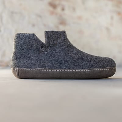 Vilten Hoge Heren Pantoffel Jado - Donkergrijs - Maat 42 - Zachte Zool