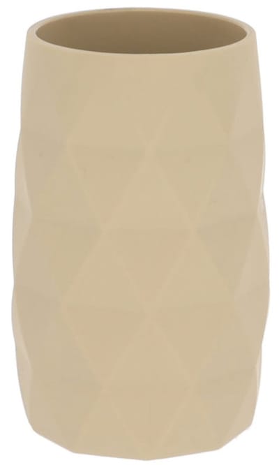 Tendance Badkamer Tandenborstelbeker Diamond - beige - kunststof - 6 x 12 cm