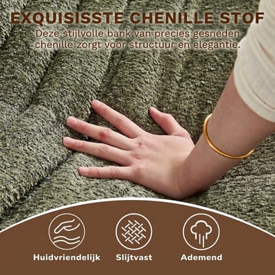 Chenille Vloerstoel - Lounge Stoel Zonder Armleuningen - Ergonomisch - Chenille Stof - Woonkamer & Slaapkamer - Groen