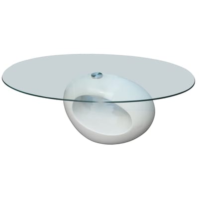 vidaXL - Salontafel - met - ovaal - glazen - tafelblad - hoogglans - wit
