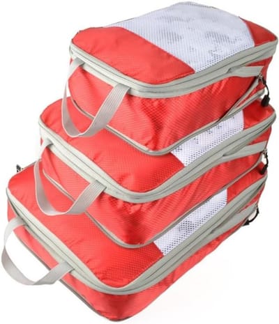 Compressie Pakkubes - Koffer Organizer - Reis Bagage - Ruimtebesparend Ontwerp - 3 Delige Set - Rood
