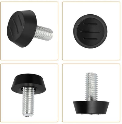 FSW-Products – 4x Stelvoeten met Viltjes – M6 Schroefdraad – Ø20 mm – Hoogte 25 mm – Zwart/Zilver – Meubelstelpoten – Kunststof & RVS – Vloerglijders – Vloerbeschermers - Stelpoten