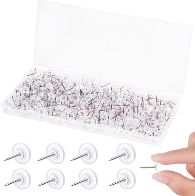 Doorzichtige Pushpins - Platte Pinnen - Documenten Bevestigen - Lichtgewicht Duurzaam - 450 stuks - Transparant