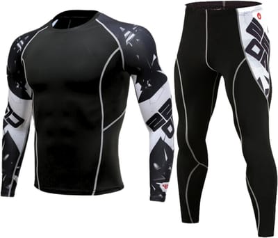 BTER11 Serie - Thermoactief Ondergoed Set - Zwart en Wit - Maat L - Voor Mannen