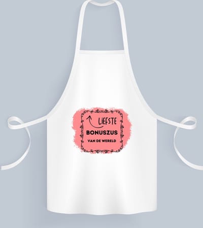 Akyol - liefste bonuszus van de wereld Keukenschort - Zus - de liefste bonuszus - verjaardag - cadeautje voor zus - zus artikelen met opdruk - kado - geschenk - 82 bij 71 cm