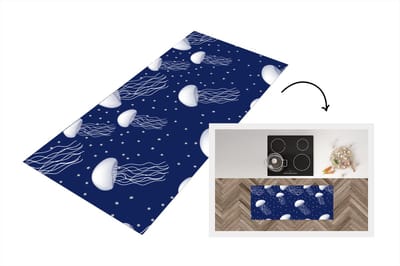 Keukenloper - Loper keuken - Patronen - Water - Kwal - 120x50 cm - Keukenloper vinyl