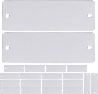 Naamplaatjes Roestvrij Staal - Graveerbare Labels - DIY Knutselprojecten - Met Frame & Gaten - 7x2.5 cm - Zilver