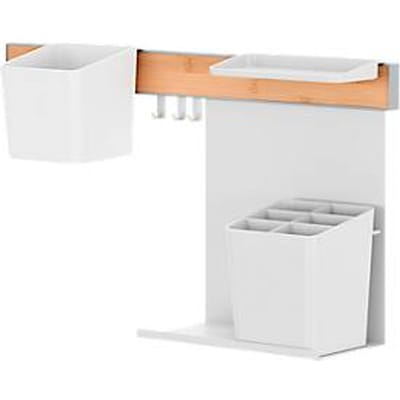 tesa® Kitchen Organiser Combi Set M, railingsysteem, wit, zelfklevend met Power.Kit, tot 10 kg, incl. kruidenpotjes, planken, haken