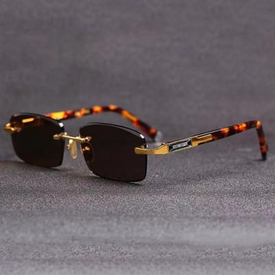 Retro Frameloze Rechthoekige Heren Zonnebril Groen Luxe Dames Mode Bril Buiten Reizen Bril Rijden Brillen gray