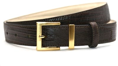 bruine lazer print riem - gouden gesp - 3 cm breed - maat 115 totale lengte 130 cm