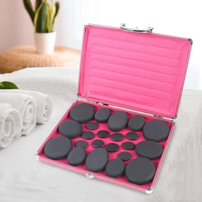 20 stuks Hot Stone massageset met verwarmingsapparaat voor ontspanning, wellness en Gua Sha-massages