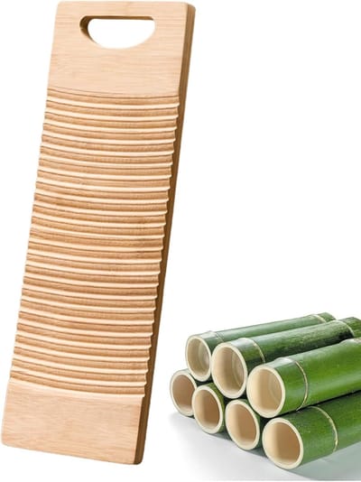 Houten Wasplank - Wasbord Kleding - Efficiënt Handwassen - Golvend Patroon - 40 x 15 cm - Naturel Hout