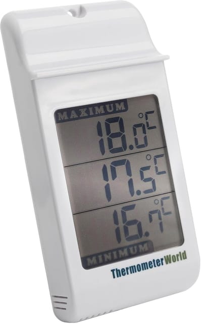 Thijox - Digitale Max Min Greenhouse Thermometer - Temperatuurmeting voor Kas, Wandgemonteerd, Binnen/Buiten, Tuinaccessoires, Nauwkeurig, Betrouwbaar