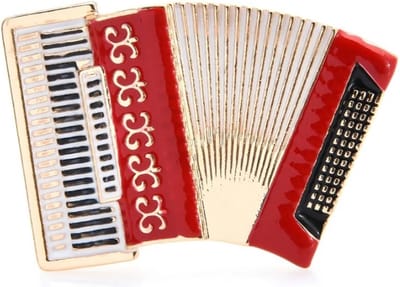 Zelto - Broche - Accordeon -Dames Broche-Heren Broche-Broches-Sieraad-Fashion-Muziek-Broche Boetiek-Muziek instrument- Rood - Zwart - Wit- Muziek