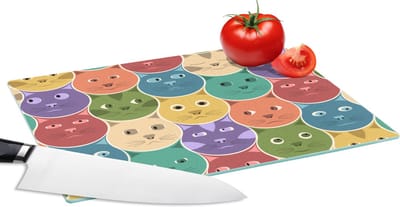 Glazen Snijplank - 28x20 - Katten - Regenboog - Kind - Design - Snijplanken Glas