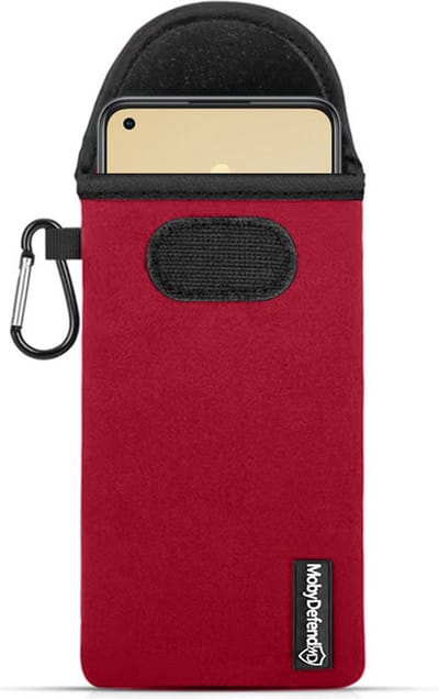 MobyDefend Hoesje - Geschikt voor Oppo Reno8 T - Neopreen Pouch Met Karabijnhaak - Insteek - Riemlus - Rood