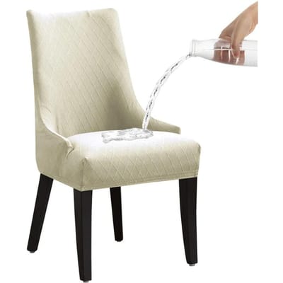 Housse de Chaise Inclinable Déperlante Haut Dossier Accent Housse de Chaise de Salle à Manger Siège Extensible Housse Antidérapante pour Hôtel Cuisine Salon beige