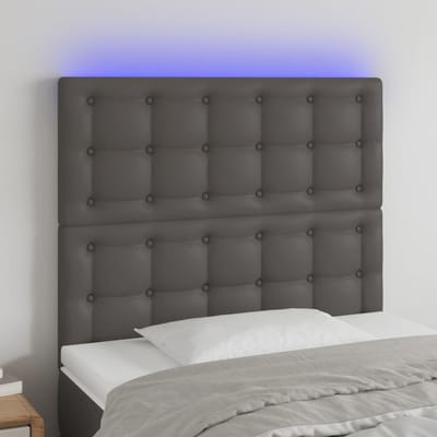 vidaXL - Hoofdbord - LED - 100x5x118/128 - cm - kunstleer - grijs
