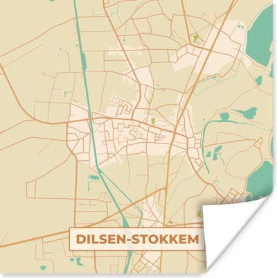 Poster Dilsen-Stokkem - Kaart - Plattegrond - België - Stadskaart - 100x100 cm XXL