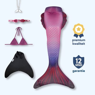 Zoey zeemeerminstaart maat 158-164 (XS) met bikini - monovin met voetvakken - zwembril en ketting