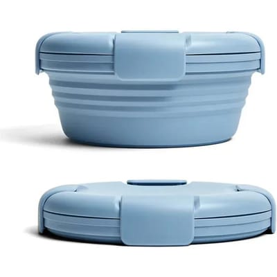 1100ml Siliconen Opvouwbare Lunchbox Opvouwbare Kom Draagbare Siliconen Opvouwbare Kom Opvouwbare Saladekom met Deksel Picknick Lunchbox 1100ml gray