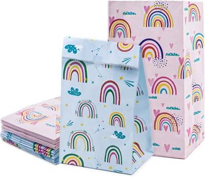Kleine Creatieve Regenboog Papieren Tassen - Herbruikbare Snoepzakken voor Feestjes, Verjaardagen en Bruiloften, Vouwbare Kleurige Cadeautassen