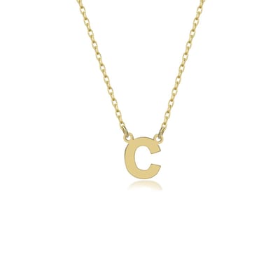 Letter C Initial Gold Plated Ketting Zilver (925 sterling) Trendy Minimalistisch Combi Bedel Goudkleurig Dames Meisje | Cadeau Voor Vrouw