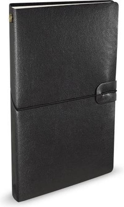 Peter Pauper Notitieboek - Voyager - Leder cover - Black - met koordsluiting - 12x20 cm