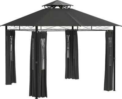Donkergrijze Tuinprieel-Dubbel Dak-Afnamebaar Gordijn-Tuin 295x295cm
