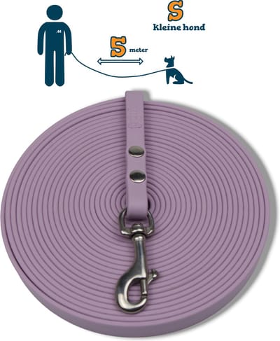 Miqdi BioThane® Sleeplijn 5 meter – zonder handvat – S (9 mm) – lila – waterdicht & sterk