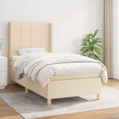 vidaXL - Boxspring - met - matras - stof - crèmekleurig - 100x200 - cm
