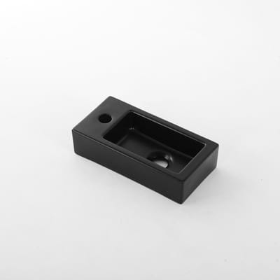 FugaFlow Eccelente Pietra Fontein - 38x18.5x9cm - keramiek - kraangat links - Mat Zwart