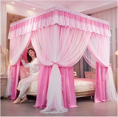 Bedhemel Klamboe - Hemelbed Gordijn - Slaapkamer Decoratie - 360 Graden Bescherming - 180x200x200cm - Roze