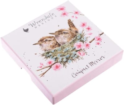 Compacte Spiegel - Zakspiegel Make-up - Snelle Touch-up - Charmant Vogel Design - 9.9 x 9.9 cm - Roze