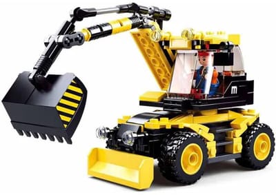 Sluban Town Graafmachine Bouwplaats bouwspeelgoed kinderen vanaf 8 jaar – Constructiespeelgoed bouwdoos met 196 bouwstenen – M38-B0805