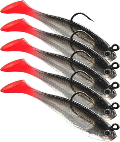 Vijfdelige Rubber Vissen Lures Set met Zwemmende Actie - Perfect voor Gezinsvisserij en Effectieve Aasopties