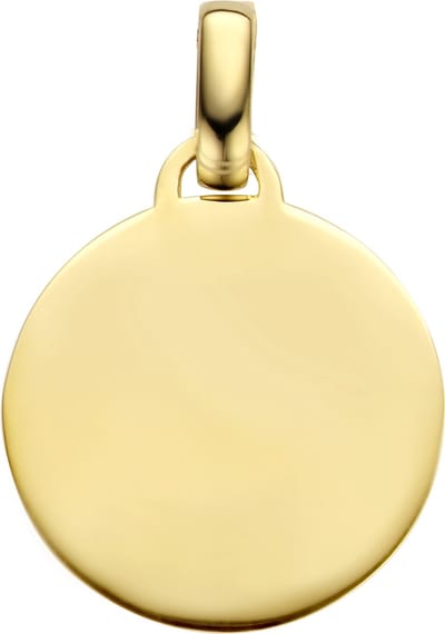 New Bling 9NBG-0244 Gouden Hangertje - Dames - Rondje - 14 mm Doorsnee - Glad - Bedel - 14 Karaat - Goud