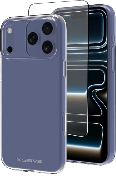 Transparant Hoesje + Screenprotector geschikt voor iPhone 17 Pro - Siliconen Hoesje met Beschermglas - Doorzichtig