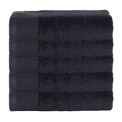 The One Handdoek Deluxe - 50x100 cm - Set van 5 - 550 g/m² - 100% Gekamd Katoen - Hotelkwaliteit - Antraciet