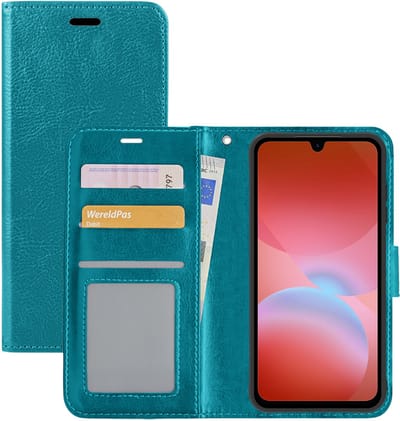 Hoesje - Met Pasjeshouder - Geschikt voor Samsung Galaxy A26 - Luxe Bookcase Portemonee - Flip Case - Kunstleer Book Case - Flipcase - Book Cover - Walletcase - Portemonneehoes - Turquoise