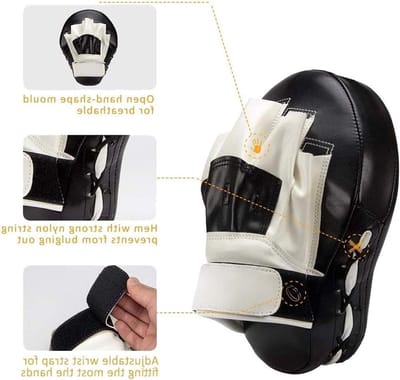 Bokshandschoenen Paar - Trainingspads Hand - Vechtsport Training - Verstelbare Polsband - 23 x 17 x 16 cm - Zwart Wit
