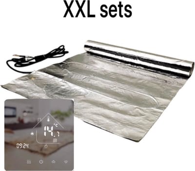 XXL complete folie elektrische vloerverwarming set 150 watt met 25A wifi thermostaat, 24 m²