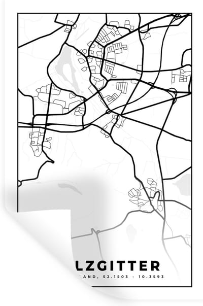 Muurstickers - Sticker Folie - Stadskaart - Salzgitter - Plattegrond - Kaart - 20x30 cm - Plakfolie - Muurstickers Kinderkamer - Zelfklevend Behang - Zelfklevend behangpapier - Stickerfolie